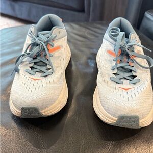 Hoka Gaviota 4 Light Blue Athletic Sneakers with Orange Accents
